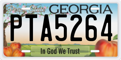 GA license plate PTA5264