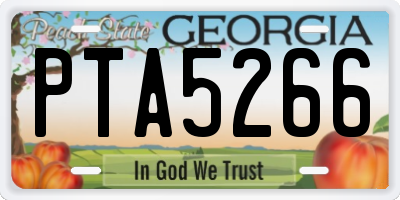 GA license plate PTA5266