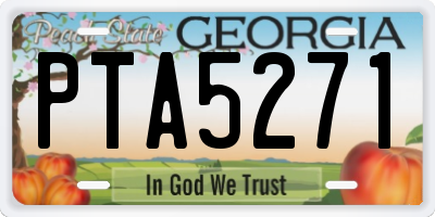 GA license plate PTA5271