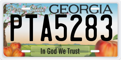 GA license plate PTA5283