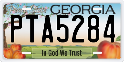 GA license plate PTA5284