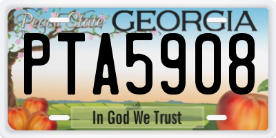 GA license plate PTA5908