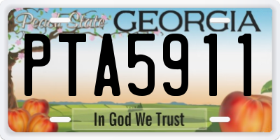 GA license plate PTA5911