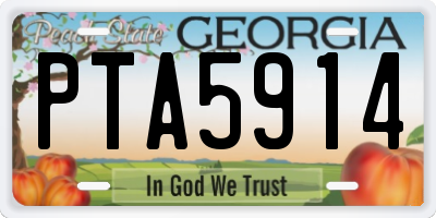 GA license plate PTA5914