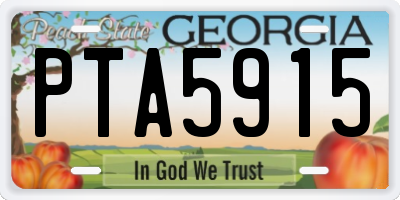 GA license plate PTA5915