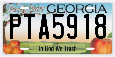 GA license plate PTA5918
