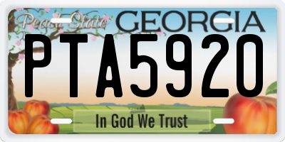 GA license plate PTA5920