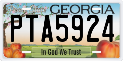 GA license plate PTA5924