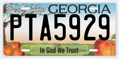 GA license plate PTA5929