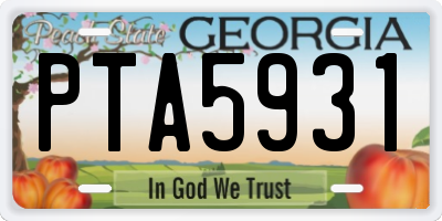GA license plate PTA5931