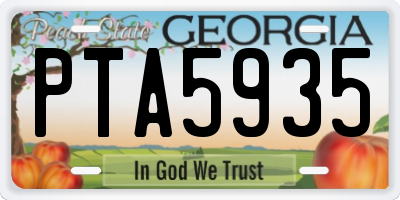 GA license plate PTA5935