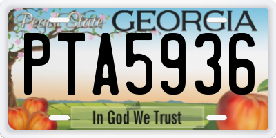 GA license plate PTA5936