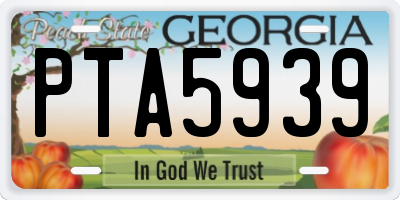 GA license plate PTA5939