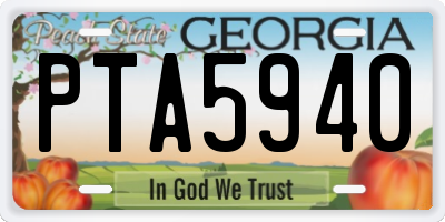 GA license plate PTA5940