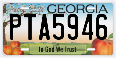 GA license plate PTA5946