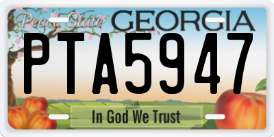 GA license plate PTA5947