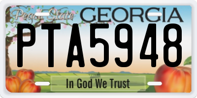 GA license plate PTA5948