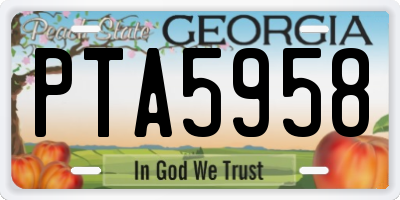 GA license plate PTA5958