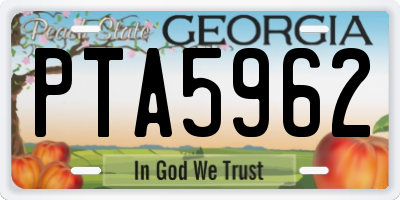 GA license plate PTA5962