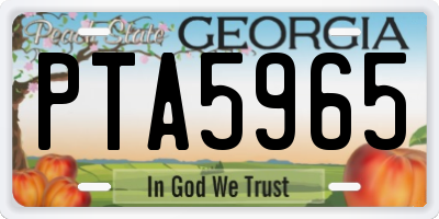 GA license plate PTA5965