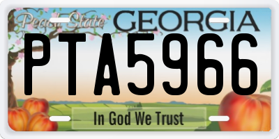 GA license plate PTA5966