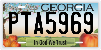 GA license plate PTA5969