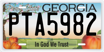 GA license plate PTA5982