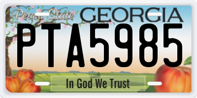 GA license plate PTA5985