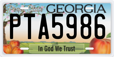 GA license plate PTA5986