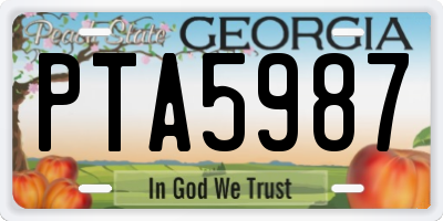 GA license plate PTA5987