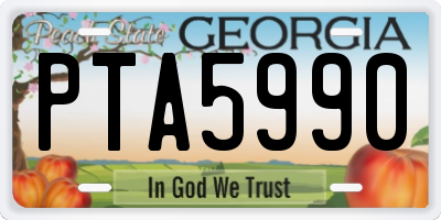 GA license plate PTA5990