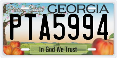 GA license plate PTA5994