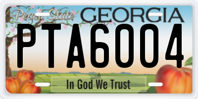 GA license plate PTA6004
