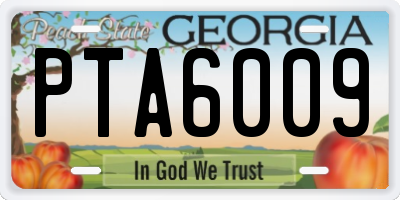 GA license plate PTA6009