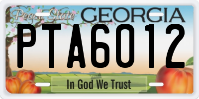 GA license plate PTA6012