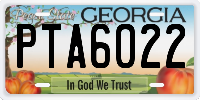 GA license plate PTA6022