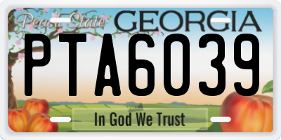 GA license plate PTA6039