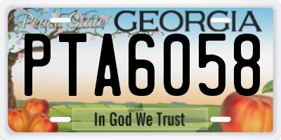 GA license plate PTA6058
