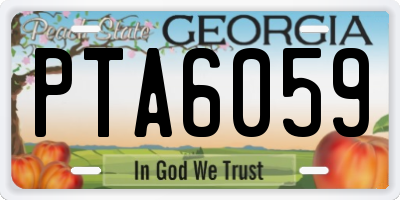 GA license plate PTA6059