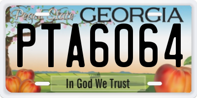 GA license plate PTA6064