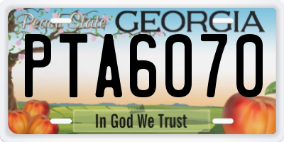 GA license plate PTA6070