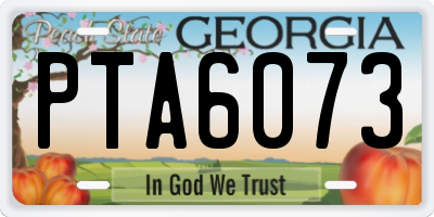GA license plate PTA6073