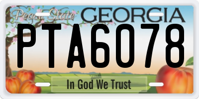 GA license plate PTA6078
