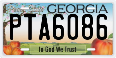 GA license plate PTA6086