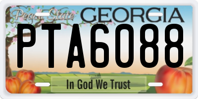 GA license plate PTA6088
