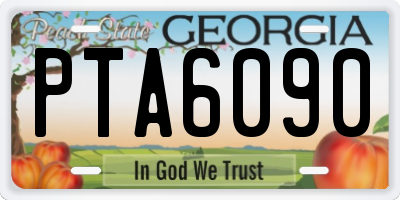 GA license plate PTA6090