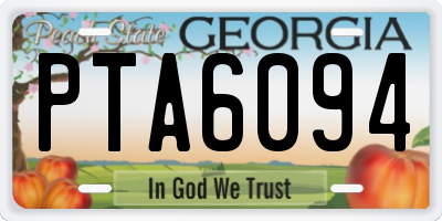 GA license plate PTA6094