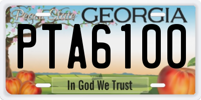 GA license plate PTA6100