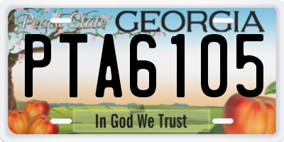 GA license plate PTA6105