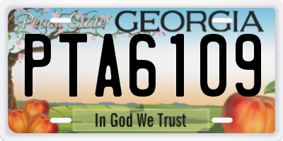 GA license plate PTA6109